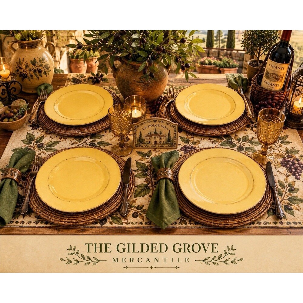 Bloomingdale’s Ceramiche Toscane Italy Yellow Salad Plates Set of 4 Rustic